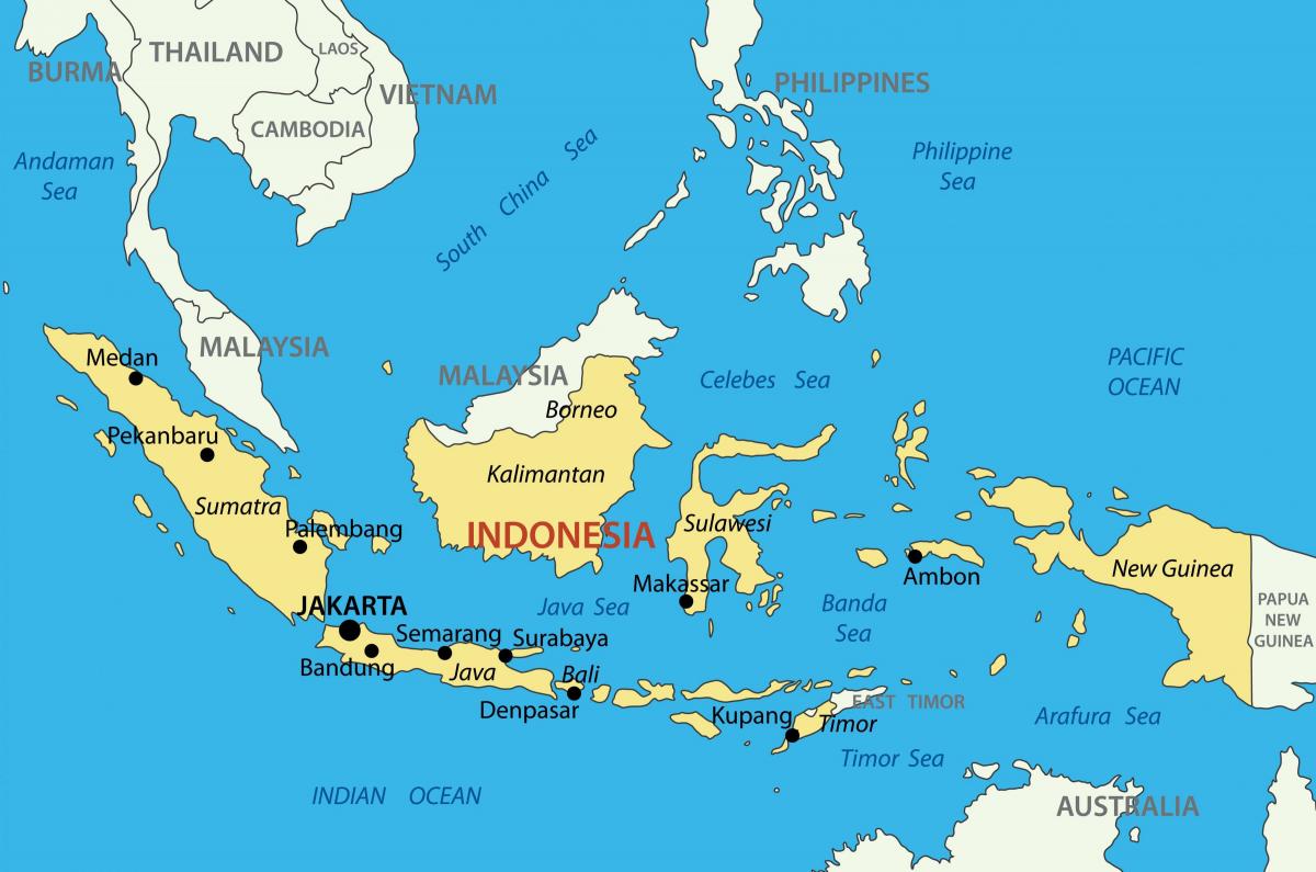 Mapa Indonezji i krajów graniczących